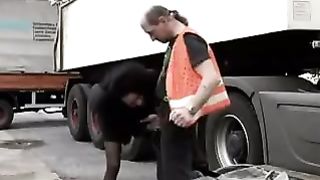 white trucker fucks black woman