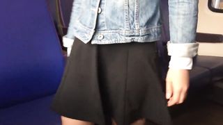 Risky ride in a dutch train without panties (PUBLIC PUSSY FLASHING)