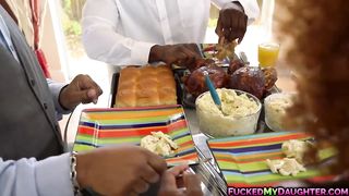 Petite ebony teen loves to fuck a giant cock