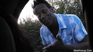 Huge boobs lady picks up big-cocked black dude