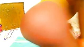 Ebony Fists & Bottles her Gaping Asshole on Cam & Assfucks Giant Dildo 1/2