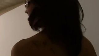 Big black cock cums on her pretty face