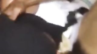 Ebony Teen Sucks and Fucks two Bbcs