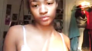 Ebony Teen Flashing Tits