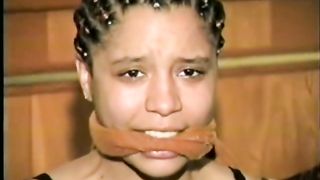 Ebony Girl Mouth Stuffed and Wrap Gagged
