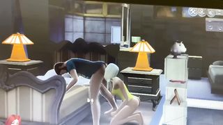 Sims 4 Lightskin Ebony, White Man. Anal Play, Anal Sex and Blowjob. Sexy