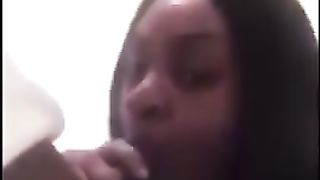 Black PYT Sucking Dick in Bathroom