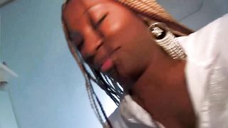 French, ebony chick is a real pro when it comes to sucking dicks and eating fresh cum
