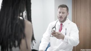 Ebony chick is having hot sex in the hospital, in the middle of the day