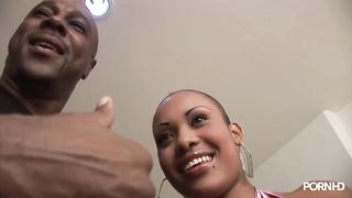 Great looking ebony chick is getting her tight pussy stretched and filled up with a fat cock