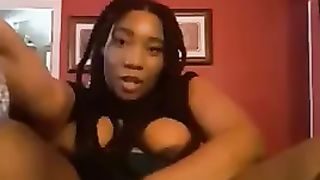 Cute BBW Ebony Rubs her Pussy & Cums