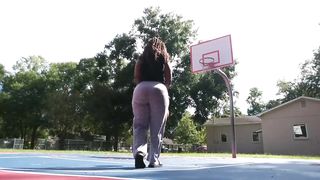 (Audio) Black Big Ass Twerk Outdoors Public Park Basketball - Cami Creams