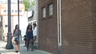 BRALESS Busty EBONY TEEN Bouncing Saggy Tits Hard Nipples