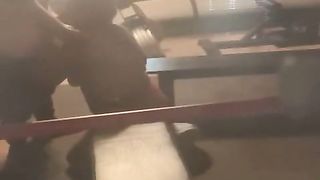 Facefucking an black prostitute. Made her drink my cum