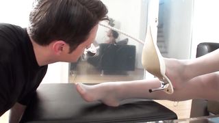 black female-dominant wish him smell her white nylon feet