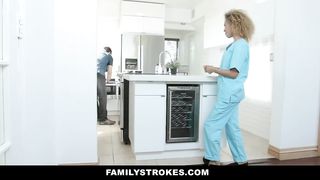 Amazing ebony babe with curly hair is fucking her roommate, because she likes his hard cock