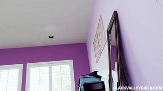 Great looking, ebony lady, Sarah Banks is moaning from pleasure very loud while getting banged