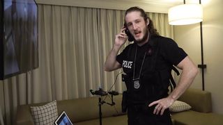 Xiana Hill is getting throatfucked by a police man and getting her pussy stuffed with cock