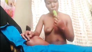 Excited Black with Green Banana Squirting Climax