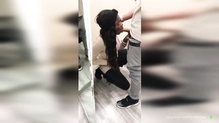 Hawt Slender Thick Honey Swallows Large Ebony Penis in Dressing Room