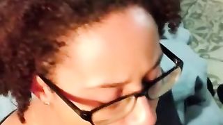 Thick ebony hawt nerdy beauty in glasses give me a deepthroat oral-job