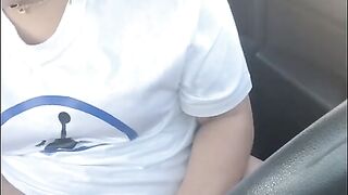 Thick Black Caught Squirting in Car in Parking Lot