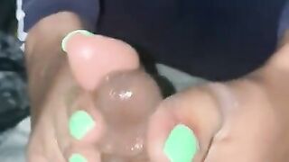BLACK AMATEUR MAKES BBC CUM WITH HER GLAMOROUS TOES