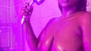 Sexy Black Hottie , Playing with Vagina in Shower
