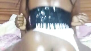 Bulky butt black trini bouncing on my rod in double plam