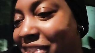 Black mother I'd like to fuck Rips Leggings and Plays with Vagina in Public Parking Lot